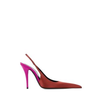 Saint Laurent Pointed-Toe Slingback Pump - female - Saint Laurent - Pumps - Red - 3 UK - Shoes