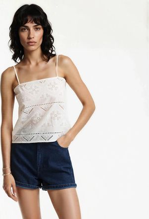 La Redoute Collections Top met dunne bandjes in Engels kant