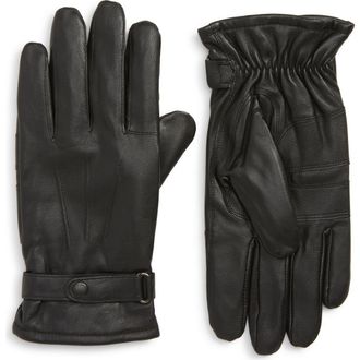 Barbour Burnished Leather Gloves in Black at Nordstrom, Size X-Large