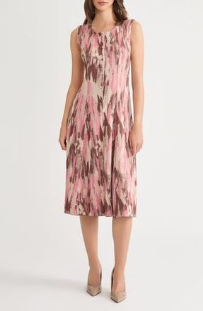 Misook Brushstroke Jacquard Sleeveless Dress in Honey Suckle/Charmeuse/Multi at Nordstrom Rack, Size X-Small