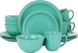 Gibson Home 16 Piece Siam Stoneware Dinnerware Set in Green