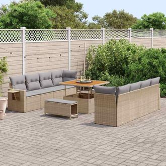 vidaXL Set Divano Da Giardino 11 Pcs Beige Poly Rattan - Vidaxl