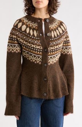 Blank NYC Fair Isle Peplum Cardigan in Golden Ticket at Nordstrom Rack, Size X-Small