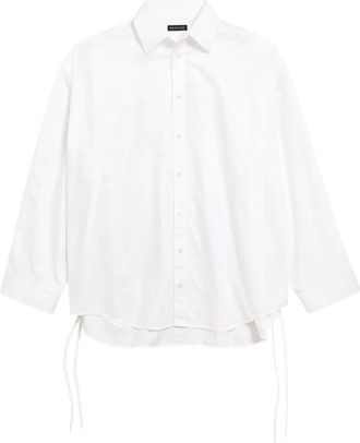 Balenciaga Shirts, female, White, 2XS, Cotton lace-up shirt