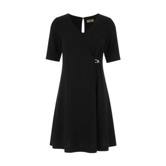 Herno Midi jurk met V-hals en zijgesp - Dames - Korte kleedjes - Zwart - M - Kleedjes