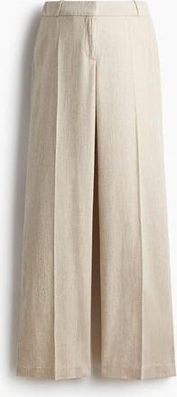 H&M Mama Linen-blend Tailored Trousers in Light Beige at Nordstrom, Size Xx-Large