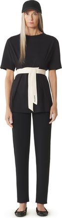 Lanvin Belted T-Shirt In Cotton And Silk in Black at Nordstrom, Size X-Large Eu