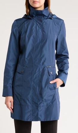 Cole Haan Back Bow Packable Hooded Raincoat in Coastal Blue at Nordstrom Rack, Size X-Small