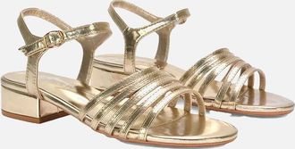 XY London Womens XY London Womens/Ladies Katie Metallic Low Block Heel Sandals - Metallic Gold - Size: 7
