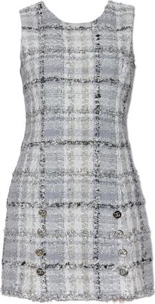 Dolce & Gabbana Mouwloze tweed jurk - Dames - Korte kleedjes - Grijs - S - Tweed - Kleedjes