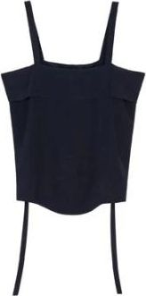 Tela Verstelbare Band Zwarte Cupro Top - Dames - Tops zonder mouwen - Zwart - L - Tops