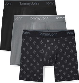 Tommy John 3-Pack Second Skin 6-Inch Stretch Modal Boxer Briefs in Black/monument/black Rhombuses at Nordstrom, Size X-Large