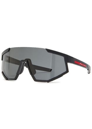 Prada Wrap-around Mask Sunglasses - Black - One Size