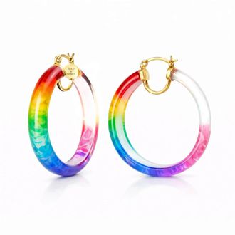Gold & Honey Womens Tie Dye Lucite Hoops In Rainbow