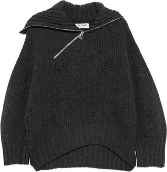 The Attico Asymmetric-zip Ribbed-knit Sweater