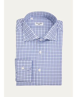 Cesare Attolini Mens Checked Cotton Dress Shirt