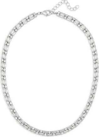 Nordstrom Rack Round & Baguette Cut Cubic Zirconia Collar Necklace in Clear- Silver at Nordstrom Rack