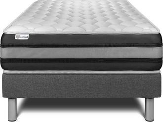 VITALIT Vitalit - Base Tapizada Gris + Colch&oacute;n Con Muelles Y Viscoel&aacute;stica 90 X 190
