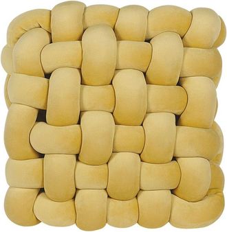 Beliani Beliani - Coj&iacute;n Decorativo Almohada Nudo De Terciopelo Amarillo 30 X 30 Cm Moderno Sirali