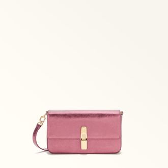 Furla Iride Borsa A Tracolla S Blush Pink Rosa Pelle Di Vitello Piuma Metal Donna