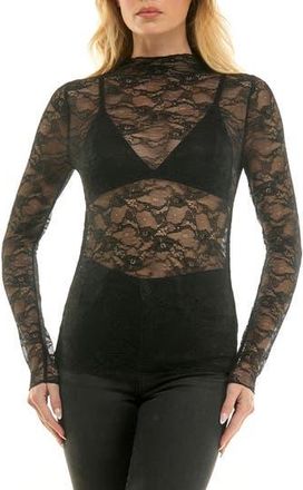 Socialite Lace Long Sleeve Top in Black at Nordstrom Rack, Size X-Small