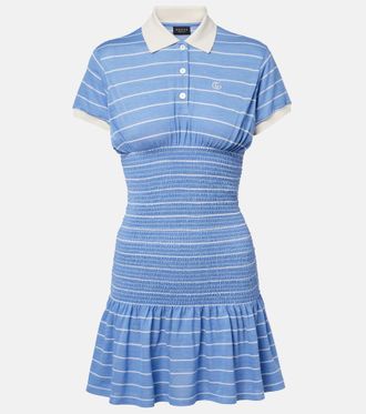 Gucci Vestido de piqu&eacute; de seda a rayas fruncido