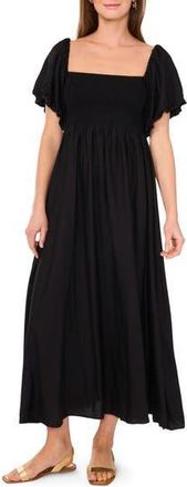 Vince Camuto Smocked Bodice Bubble Sleeve Maxi Dress in Rich Black at Nordstrom Rack, Size X-Small