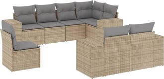 vidaXL Vidaxl - Juego De Sof&aacute;s De Jard&iacute;n Con Cojines Beige 8 Pzas Rat&aacute;n Pe