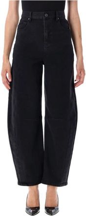 Self Portrait Barrel Leg Jeans - Dames - Loose Fit Jeans - Zwart - W27 - Katoen - Jeans