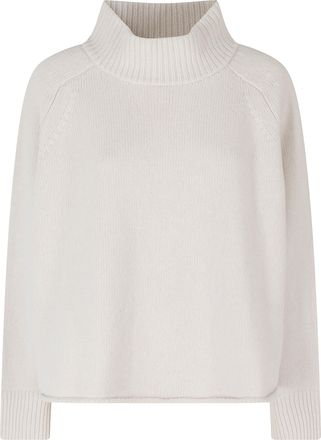 Roberto Collina Meringue Oversized Cropped Merino Wool Turtleneck