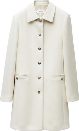 Versace Single-Breasted Light Felted Wool Coat with Medusa Detailing