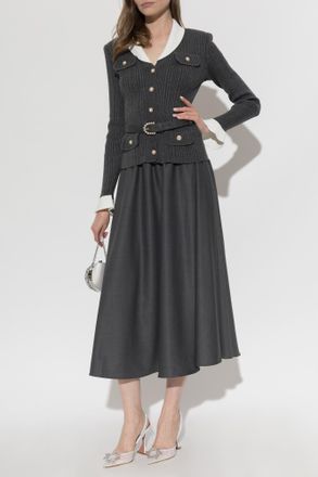 Self Portrait Two-piece Dress With Belt, Womens, Grey