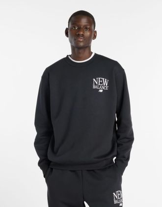 New Balance Reimagined - Felpa girocollo in pile nera-Nero