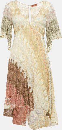 Missoni Multicolor Patterned Lurex Knit High Low Dress