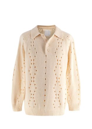 Givenchy Buttermilk Cashmere Knit Long Sleeve Polo Size M