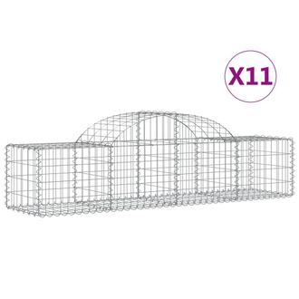 Berkfield Home Arched Gabion Baskets 11 pcs 200x50x40/60 cm Galvanised Iron in Silver