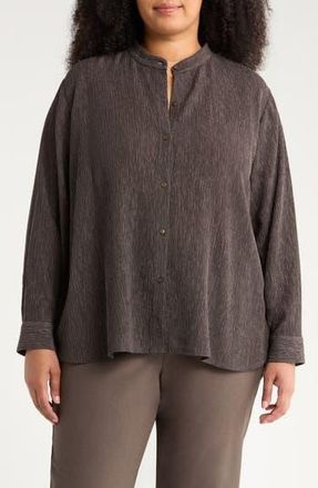 Eileen Fisher Mandarin Collar Button-Up Shirt in Rye at Nordstrom Rack, Size 2X