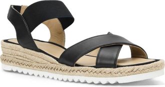 Aquatalia Almeria Weatherproof Slingback Espadrille Platform Wedge Sandal in Black Leather at Nordstrom, Size 10