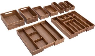Seville Classics 9Pc Acacia Storage Box Set
