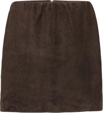 Rotate Minigonna in pelle scamosciata - Marrone