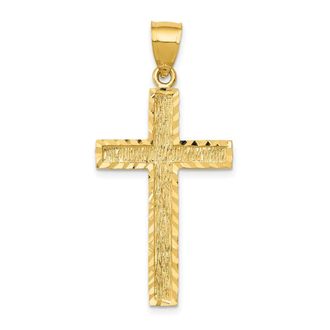 Diamond2Deal 14k Yellow Gold Diamond-cut Cross Pendant