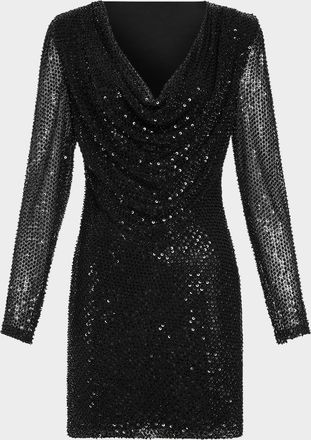 Ramy Brook Leon Sequined Mesh Mini Dress