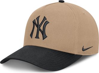 Nike New York Yankees Rise Nike Mens MLB A-Frame Trucker Adjustable Hat in Brown | NB1D0A3UNK-TZD