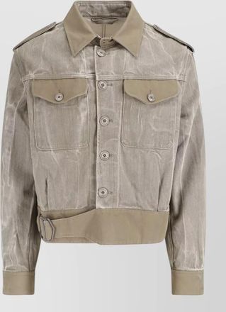 Our Legacy belted coat buttoned cuffs epaulettes pockets