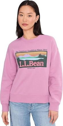 L.L.Bean Essential Logo Crew Sweatshirt Womens Sweatshirt Iced Orchid Outdoor Tradition : SM, Cotton/Fleece/Polyester