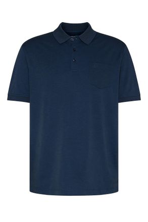 Bugatti Poloshirt BUGATTI, Herren, Gr. L, blau (390, marine), 50% Baumwolle, 50% Polyester, unifarben, regular fit, ohne Ausschnitt, B&uuml;ndchen, Shirts Poloshir