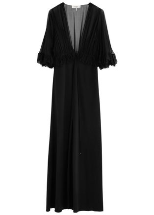Chloé Ruffled Silk-chiffon and Crepe Maxi Dress - Black - 34 (UK6 /xs)