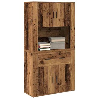 Berkfield Home Highboard Old Wood 80x33x150 cm Engineered Wood in Brown | Size: 80 x 33 x 150 cm