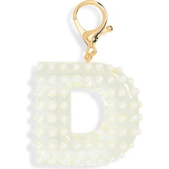 Leith Faux Pearl Initial Bag Charm in D- Clear- White- Gold at Nordstrom Rack