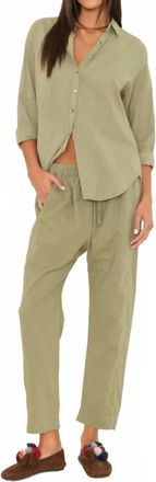 Xirena Draper Pull On Drawstring Pants In Dark Seagrass